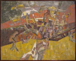 Four Fields with Ochre Leon Bibel oil on canvas 1962