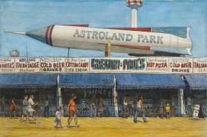 Astroland, Eric March, hand colored etching, 2009